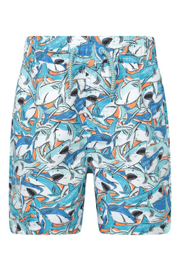 Crush Patterned Kids Boardshorts - Teal