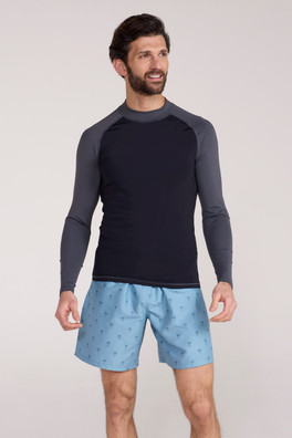 Mens Long Sleeve Rash Vest - Dark Grey