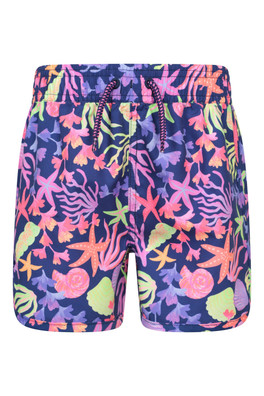 Coral Kids Patterned Boardshorts - Navy