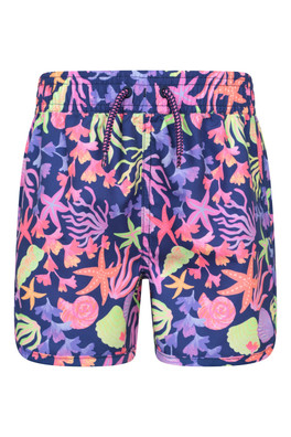 Coral Kids Patterned Boardshorts - Navy