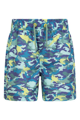 Crush Patterned Kids Boardshorts - Bright Blue