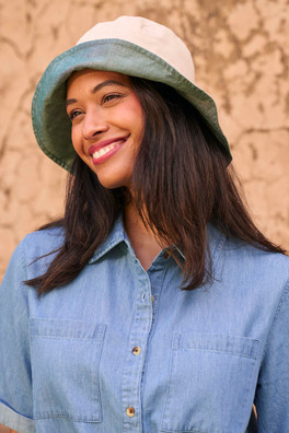 Reversible Plain Womens Bucket Hat - Light Khaki
