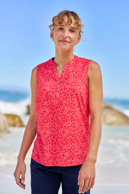 Petra Womens Printed Sleeveless Shirt - Red