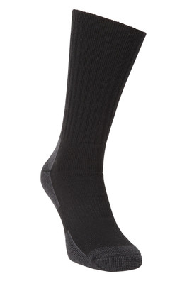 Extreme Trek Mens Merino Wool Mid-Calf Socks - Black