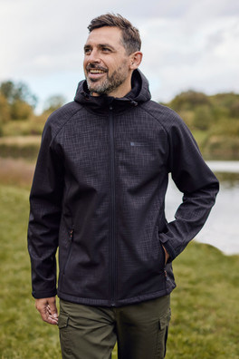Exodus Printed Mens Showerproof Softshell Jacket - Charcoal