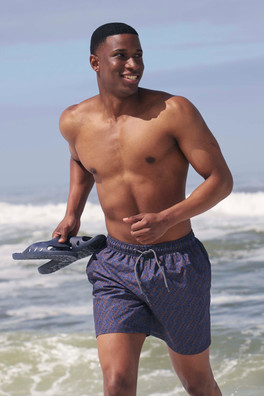 Aruba Printed Mens Swim Shorts - Dark Blue