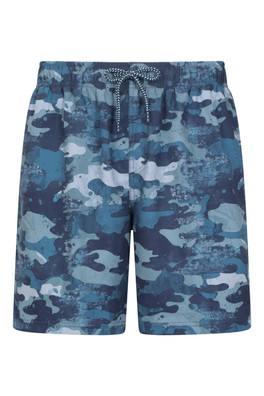 Aruba Printed Mens Swim Shorts - Light Blue