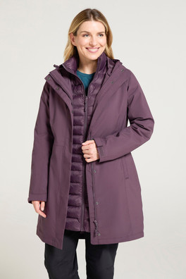 Alaskan Womens 3 in 1 Long Jacket - Dark Purple