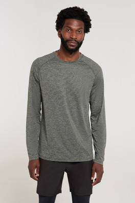 Agra IsoCool Mens Striped Top - Dark Khaki