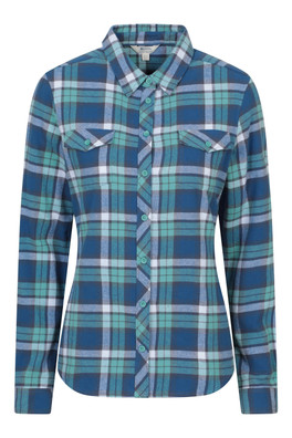 Willow Womens Brushed Flannel Slim-Fit Shirt - Blue