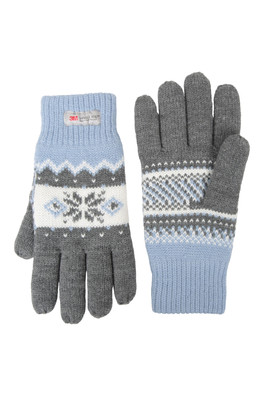 Thinsulate Fairisle Womens Gloves - Light Grey
