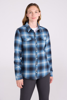Willow Womens Brushed Flannel Slim-Fit Shirt - Dark Blue