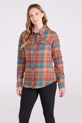 Willow Womens Brushed Flannel Slim-Fit Shirt - Burnt Orange