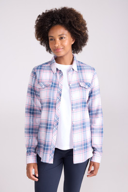Willow Womens Brushed Flannel Slim-Fit Shirt - Off White