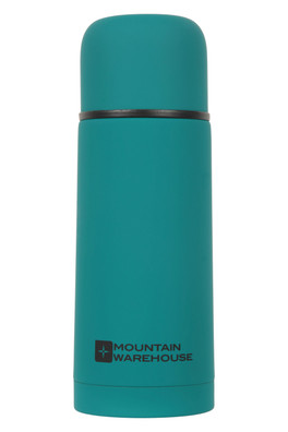 Double Walled Rubber Finish Flask - 350ml - Teal
