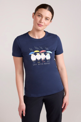 Printed Womens Great British Weather Tee - Navy