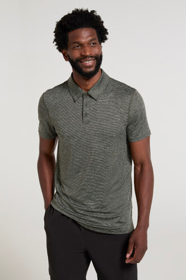 Mens Agra Stripe Polo - Khaki