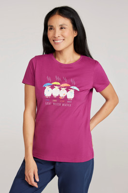 Printed Womens Great British Weather Tee - Purple