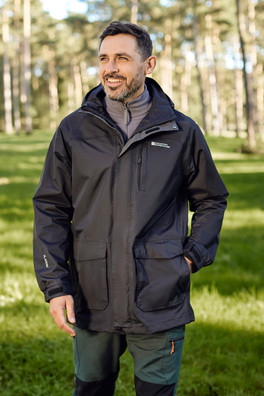Glacier II Extreme Mens Waterproof Long Jacket - Black