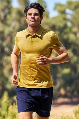 Mens Agra Stripe Polo - Yellow