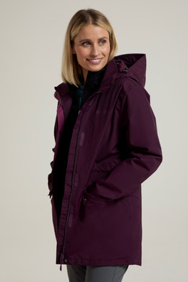 Glacial Extreme Womens Long Waterproof Jacket - Burgundy