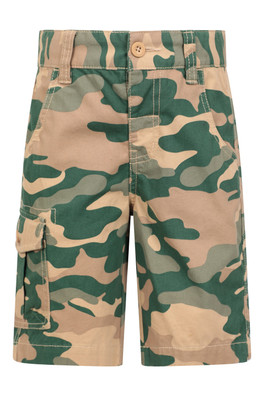 Camo Cargo Kids Shorts - Light Beige