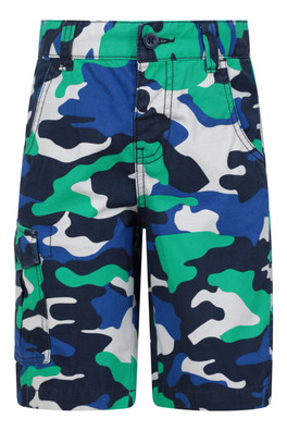 Camo Cargo Kids Shorts - Bright Blue