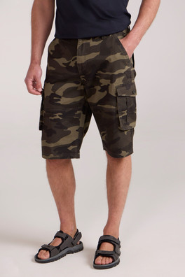 Mens Camo Cargo Shorts - Khaki