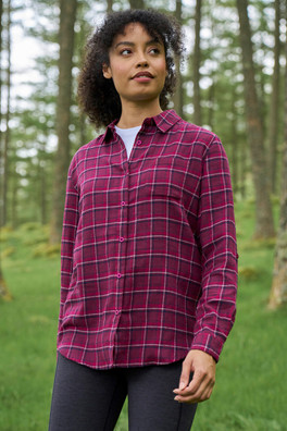 Balsam Womens Brushed Flannel Shirt - Burgundy
