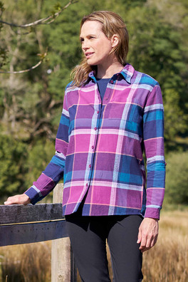 Balsam Womens Brushed Flannel Shirt - Purple