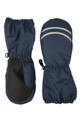 Long Cuff Kids Snow Mittens - Navy