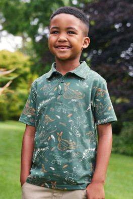 Printed Kids Polo Shirt - Green