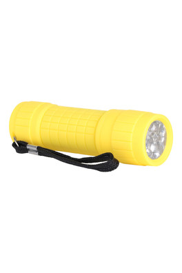 9 LED Mini Rubber Torch - Bright Yellow