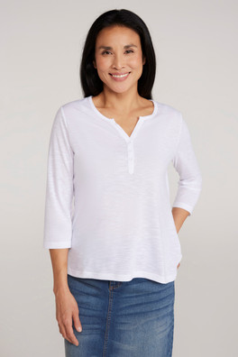 Agra Womens 3/4 Sleeve Slub Tee - WHI