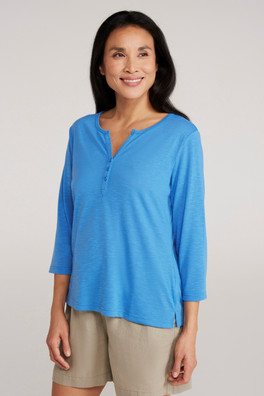 Agra Womens 3/4 Sleeve Slub Tee - Bright Blue