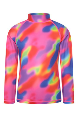 Long Sleeved Printed Kids Rash Vest - Bright Orange