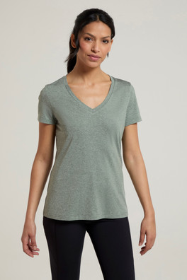Vitality V Neck Womens Tee - Khaki