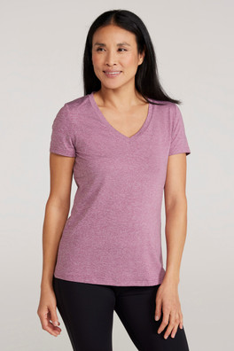 Vitality V Neck Womens Tee - Berry