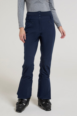 Avalanche Womens High-Waisted Softshell Ski Pants - Dark Blue