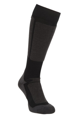 Extreme Mens Thermal Merino Knee Length Ski Socks - Black