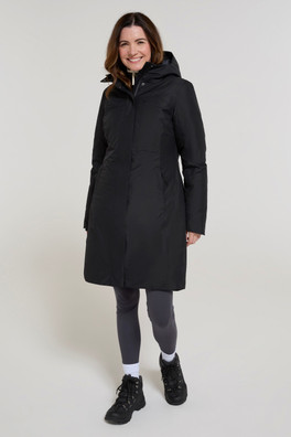 Polar Hybrid Womens Long Down Jacket - Black