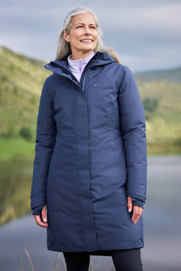 Polar Hybrid Womens Long Down Jacket - Blue