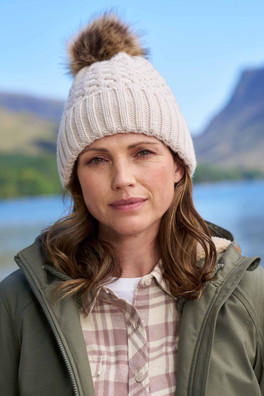 Lisbon Borg Lined Womens Thermal Pom-Pom Beanie - BEI