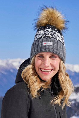 Thinsulate Fairisle Womens Pom Pom Beanie - Black