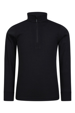 Talus Kids Zip Neck Base Layer Top - Black