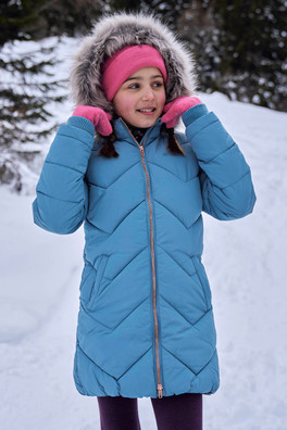 Galaxy Kids Water-resistant Long Padded Jacket - Teal