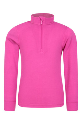 Talus Kids Zip Neck Base Layer Top - Bright Pink