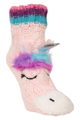 Unicorn Kids Grippi Socks - Light Pink