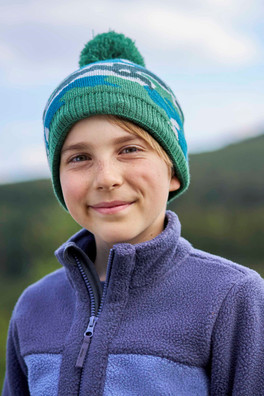 Camo Fleece Kids Beanie - Green