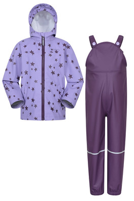 Raindrop Waterproof Jacket and Trousers Set - Purple